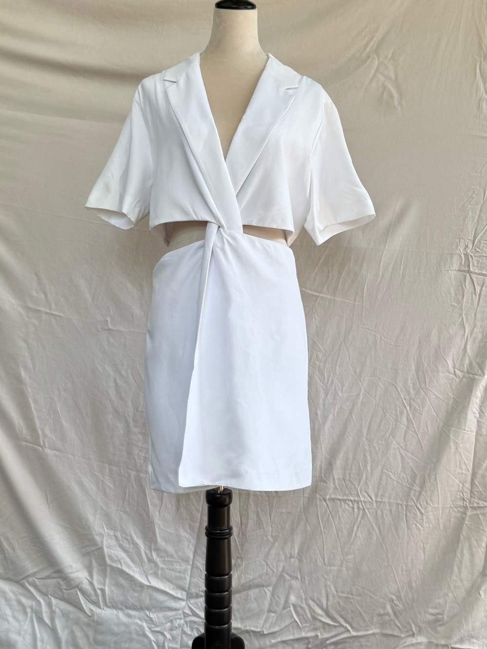 Zara White Cropped Tie-Front Dress